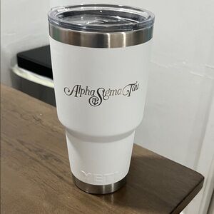 Alpha Sigma Tau YETI White Tumbler
